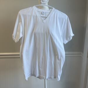 Sunspel Women Sz M Cotton Jersey T Shirt V Neck White Soft Classic Retail $95